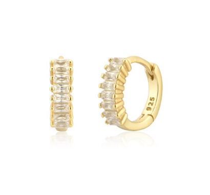 Gold Hoop Earrings with Crystals