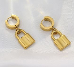 Gold Padlock Earrings