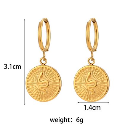 Gold Coin Hoop Earrings