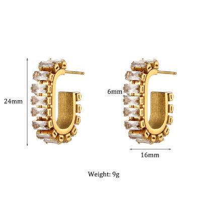 Gold and Crystal Hoop Earrings