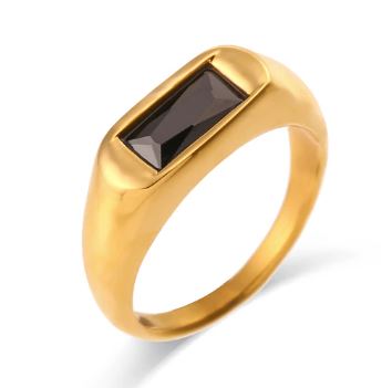 Gold Ring with Black Gemstone