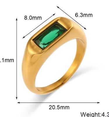 Gold Ring with Green Gemstone