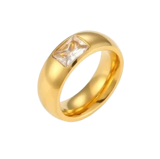 Gold Ring with Crystal Inlay