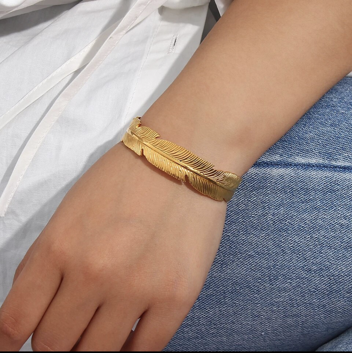 Gold Feather Bangle