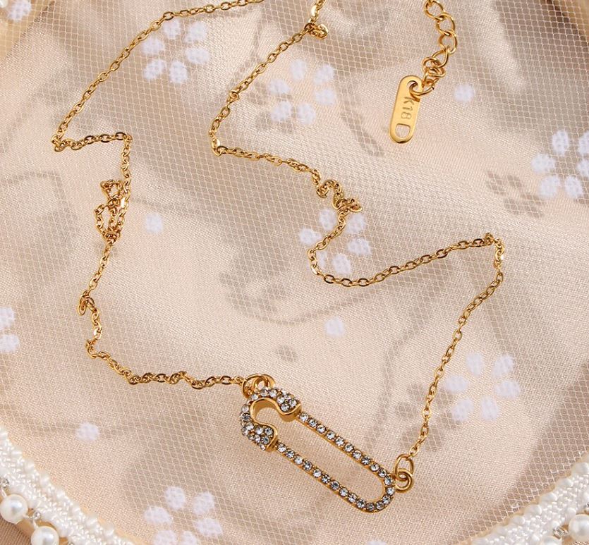 Gold Safety Pin Necklace