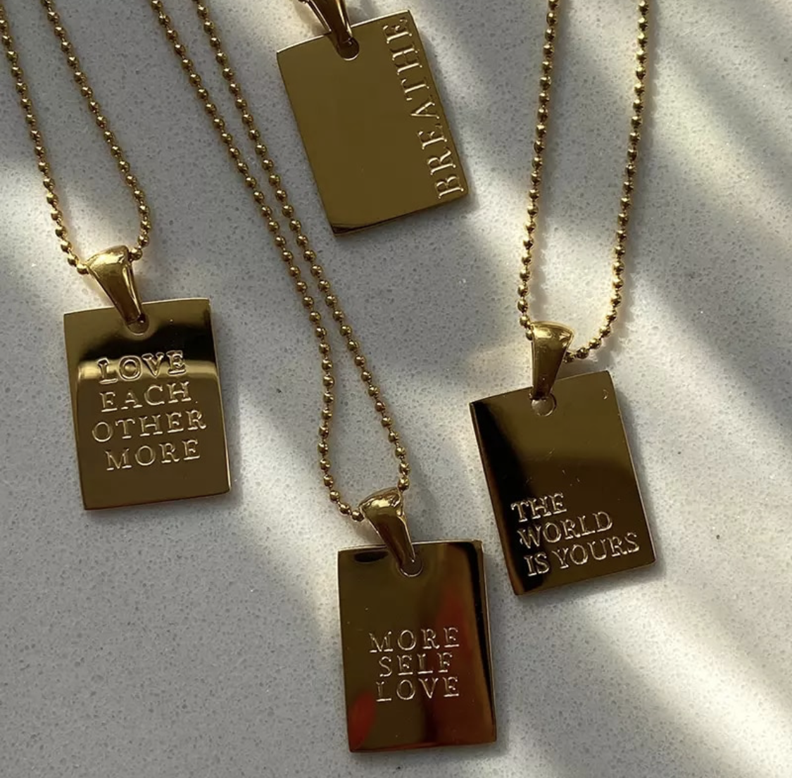 Engraved Gold Pendant Necklace