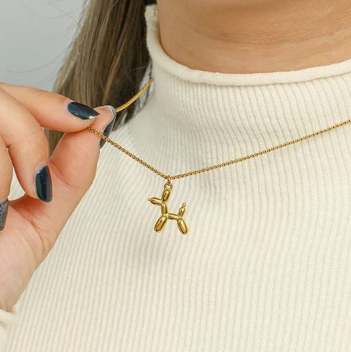 Gold Balloon Dog Necklace