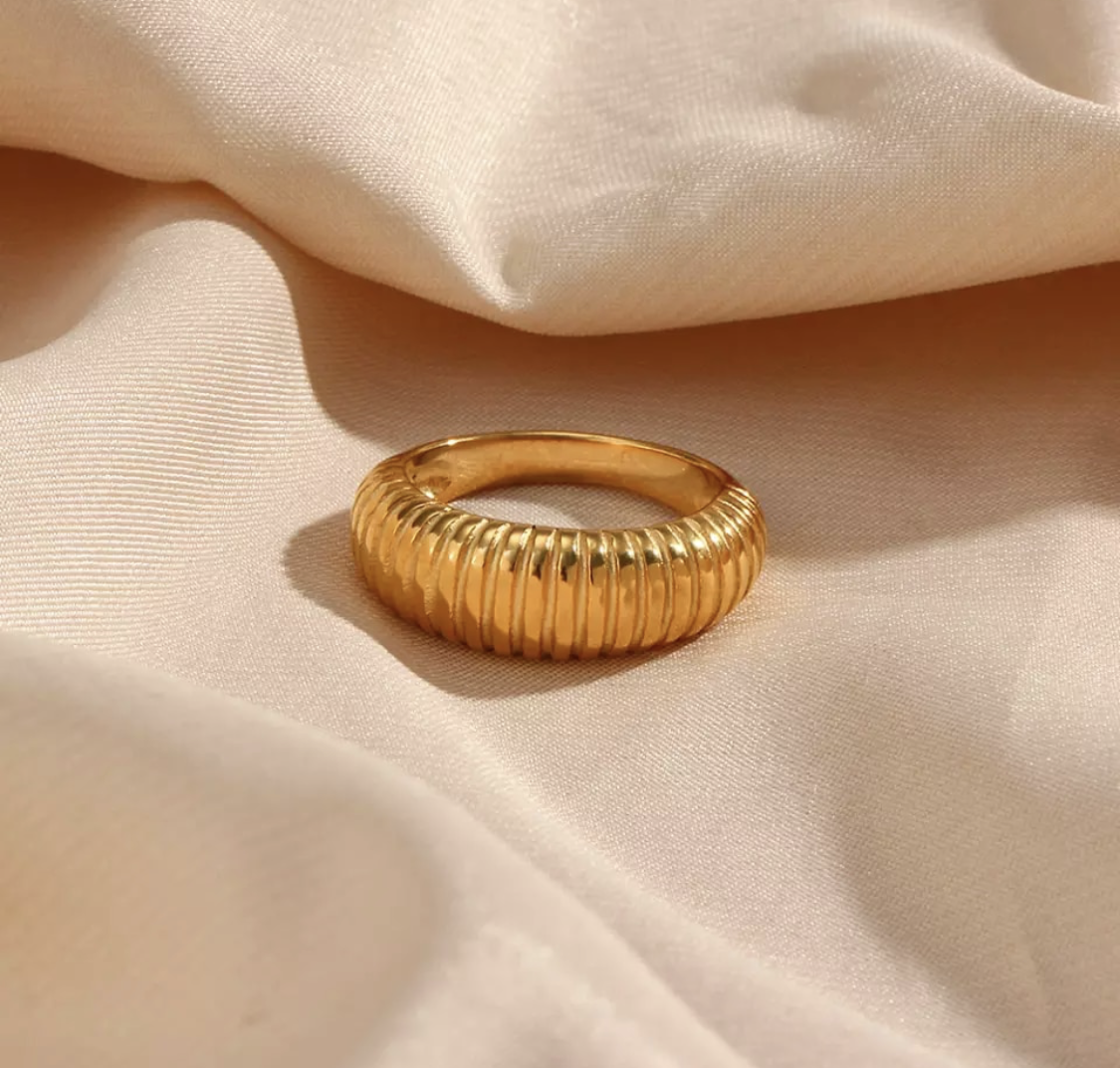 Gold Ribbed Ring