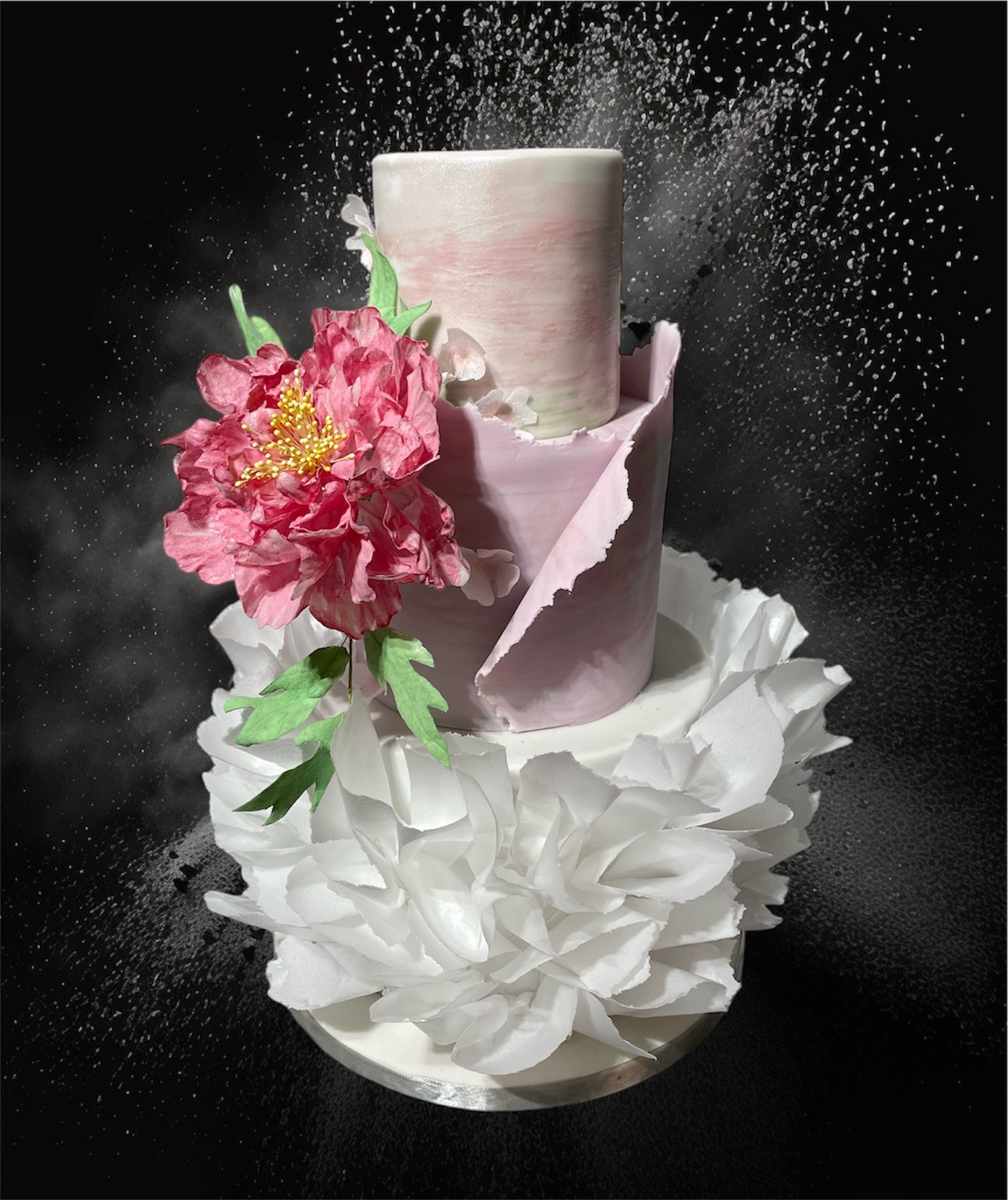 Elegant Two-Tier Wafer Paper Wedding Cake