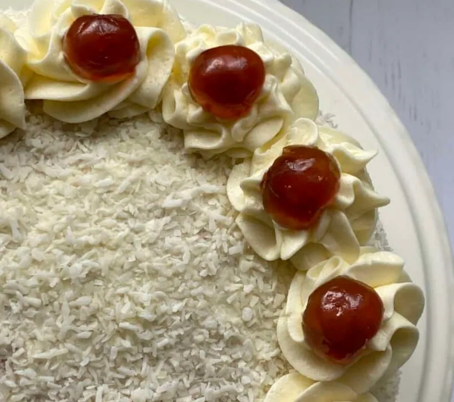 Coconut Cake with Cherries