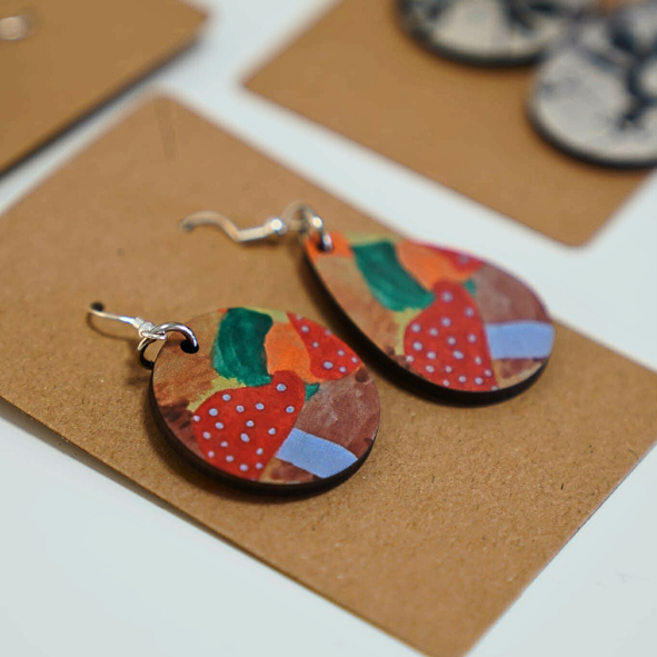Custom made earrings, children's drawing design (1 pair)
