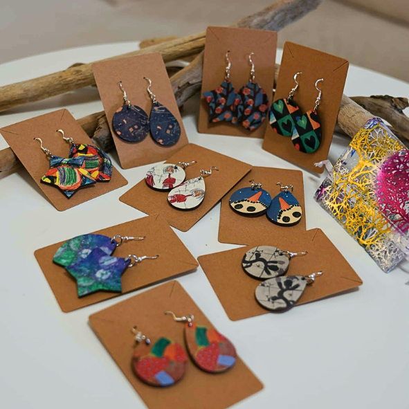 Custom made earrings, children's drawing design (1 pair)