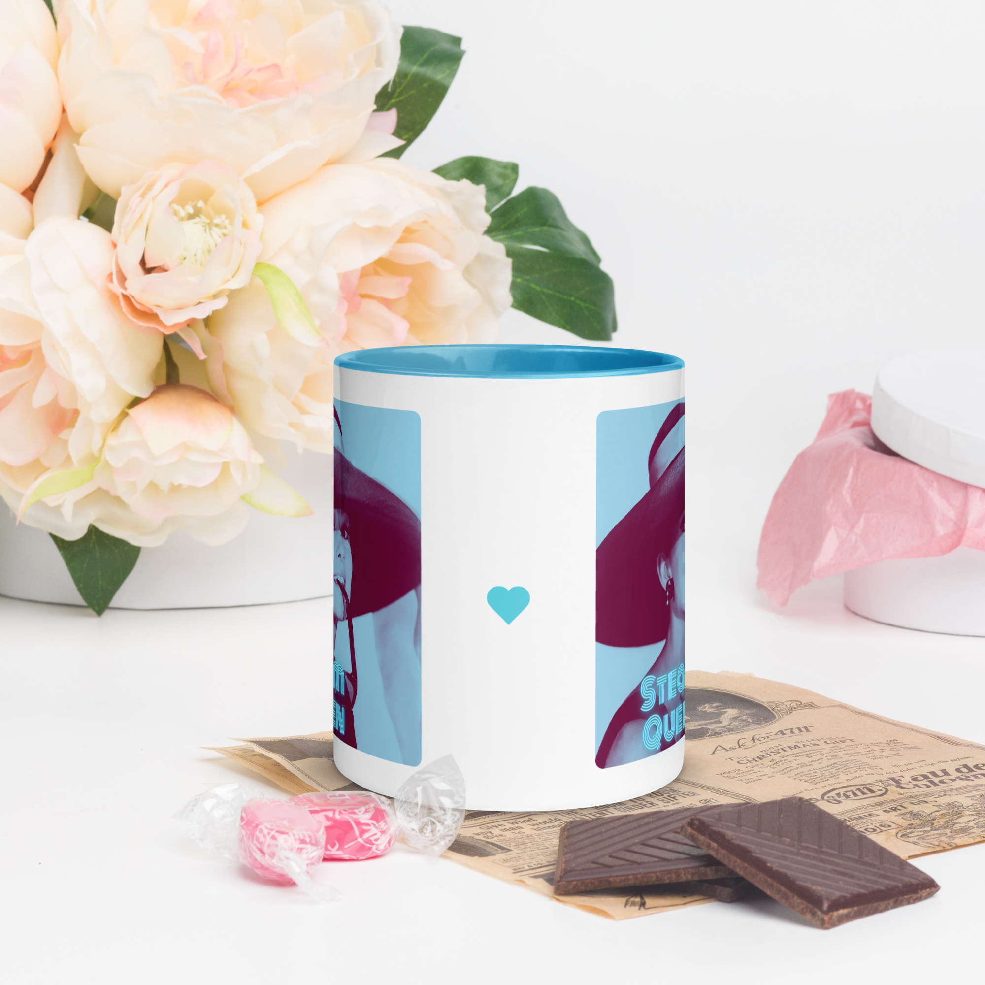 Mug "Steam Queen" | White with Blue Color Inside 