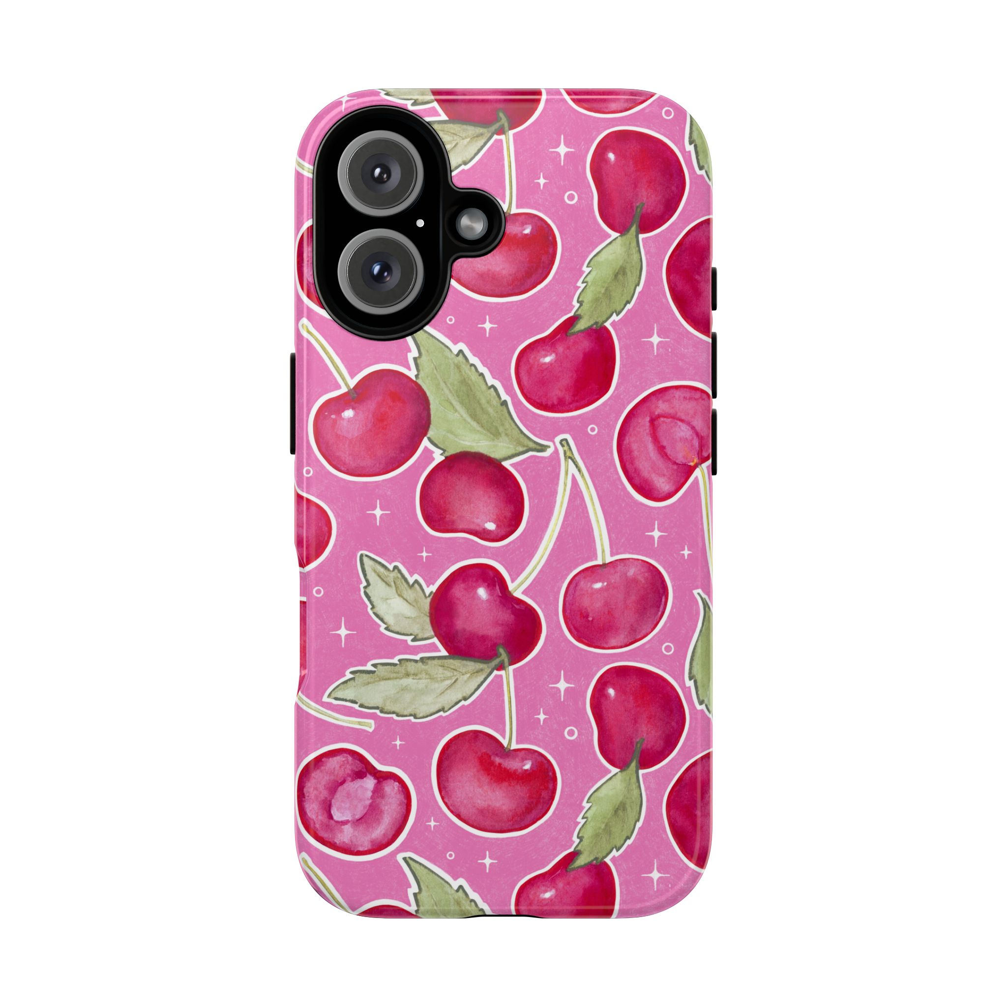 Cherry Print in Pink | Tough Phone Case