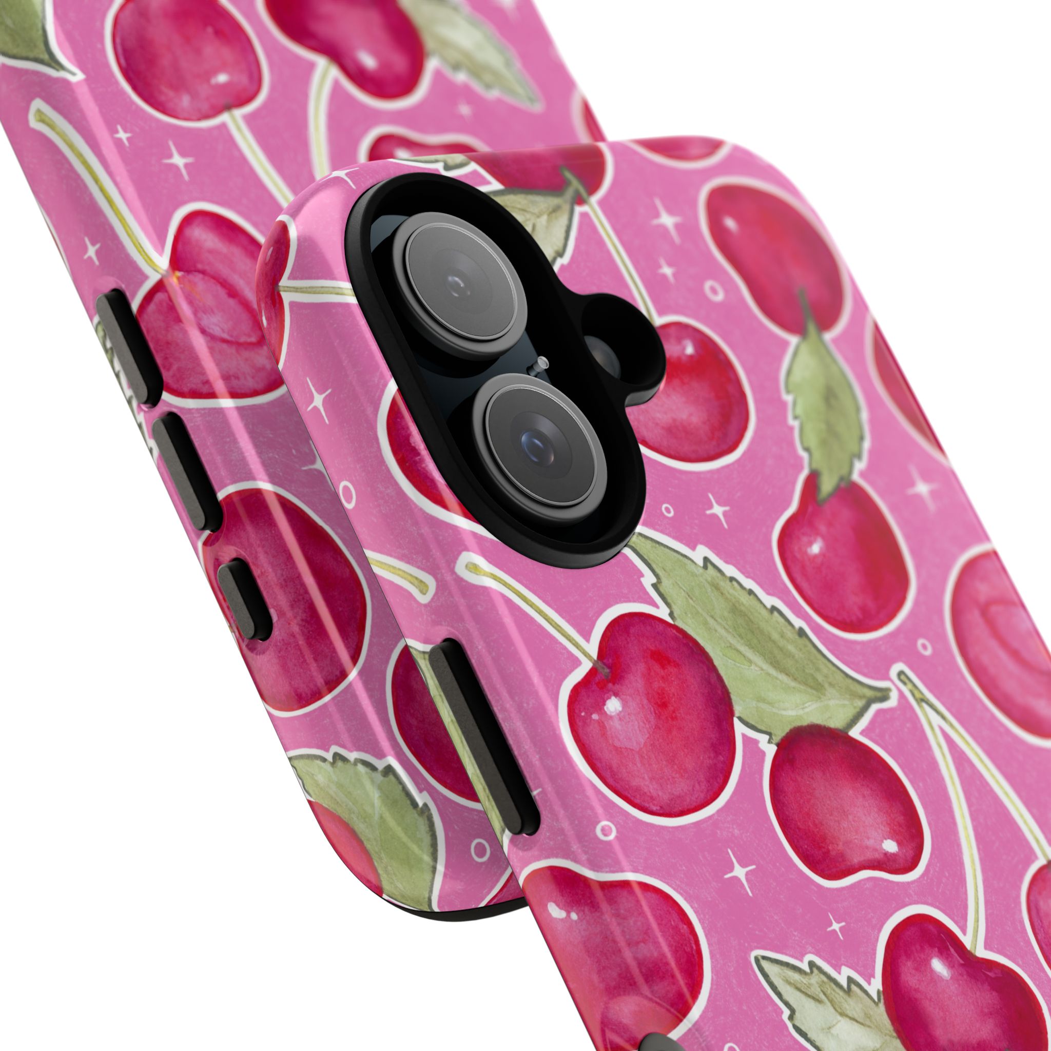 Cherry Print in Pink | Tough Phone Case