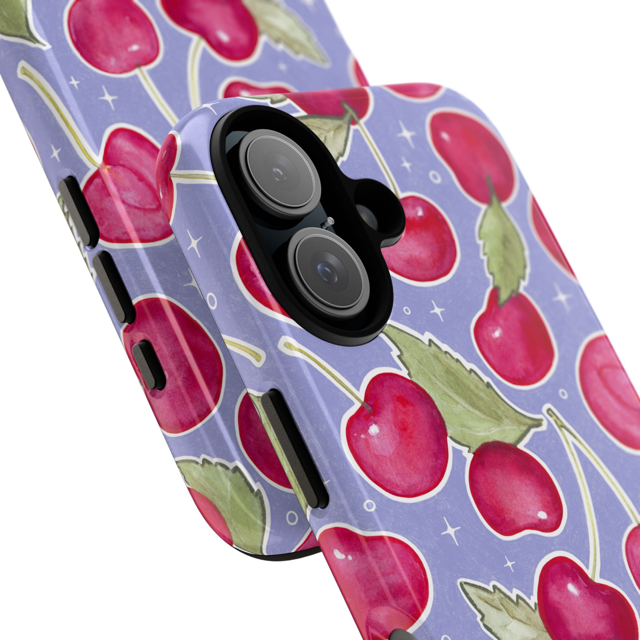 Cherry Print in Blue | Tough Phone Case