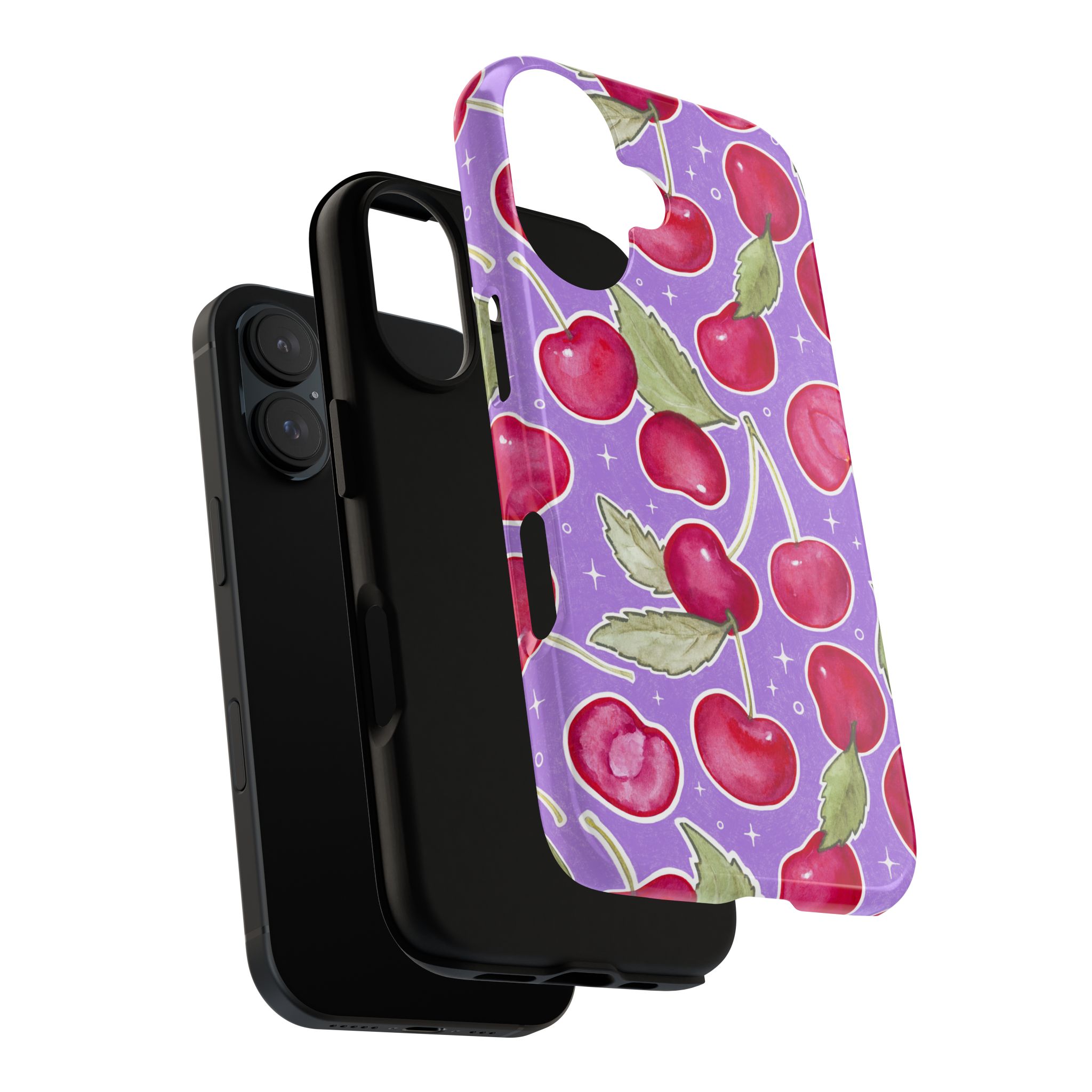 Cherry Print in Purple | Tough Phone Case