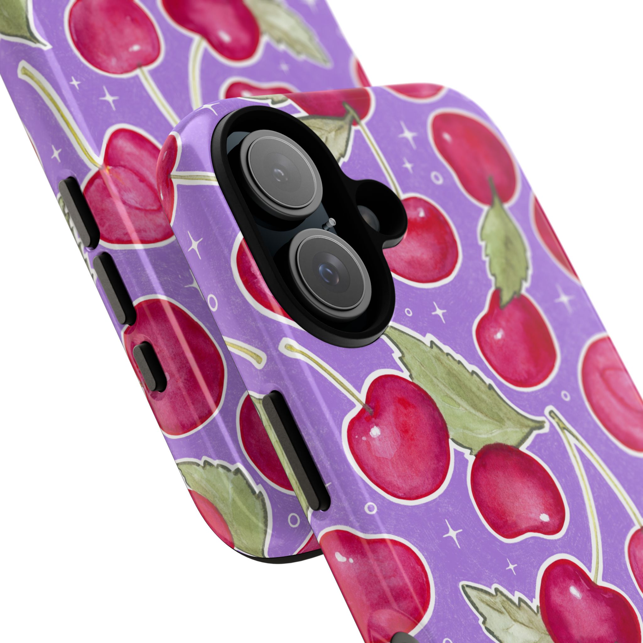 Cherry Print in Purple | Tough Phone Case