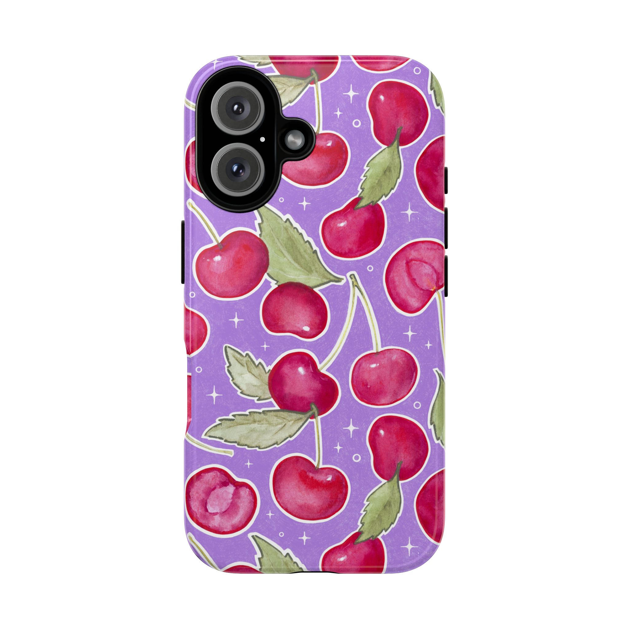 Cherry Print in Purple | Tough Phone Case