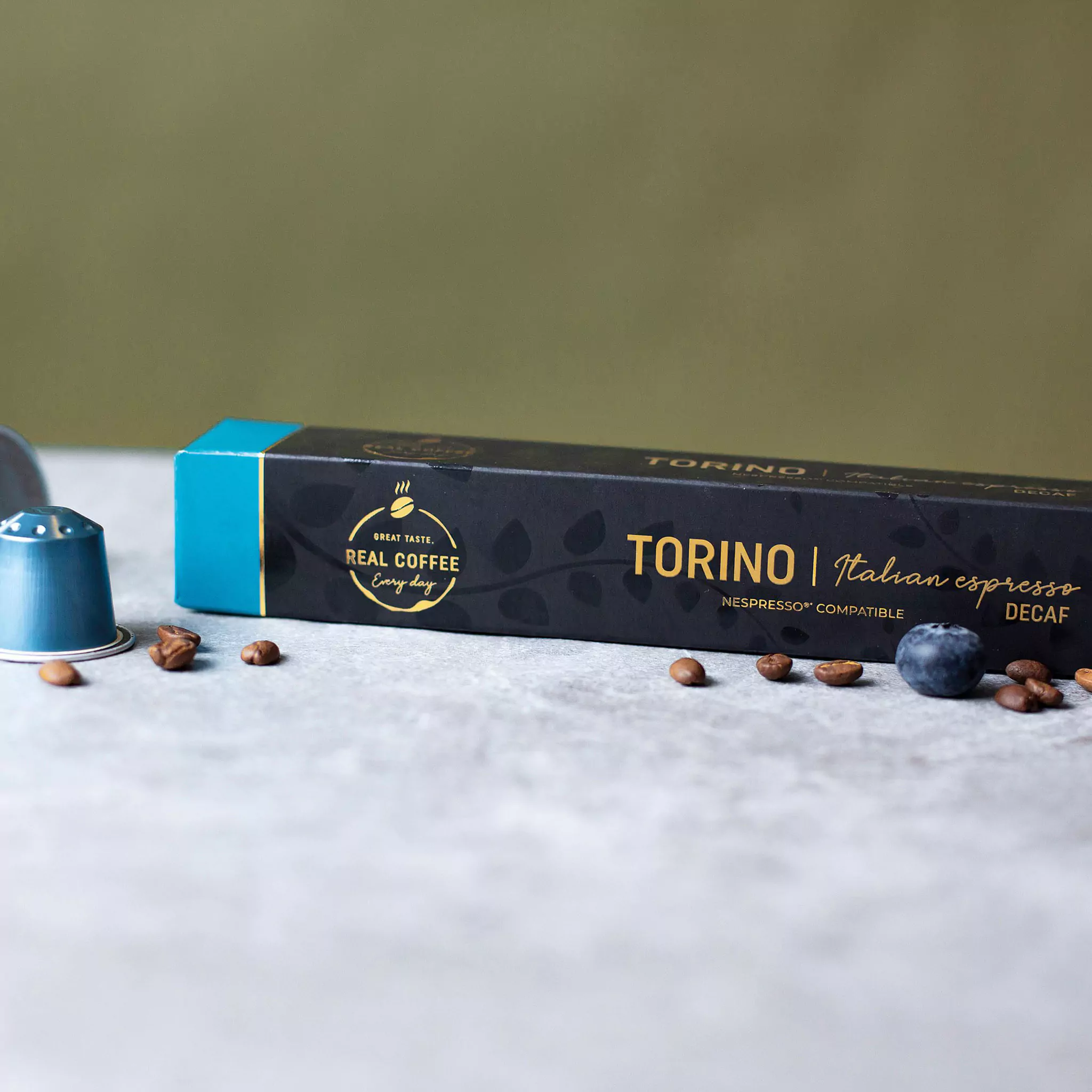 ‘Torino’ Decaf Italian Espresso | Pack of 10 - 100 Aluminum Capsules | 100% Arabica | Bold Italian Flavor with No Buzz | Nespresso Compatible | Eco-Friendly & Fairtrade Coffee