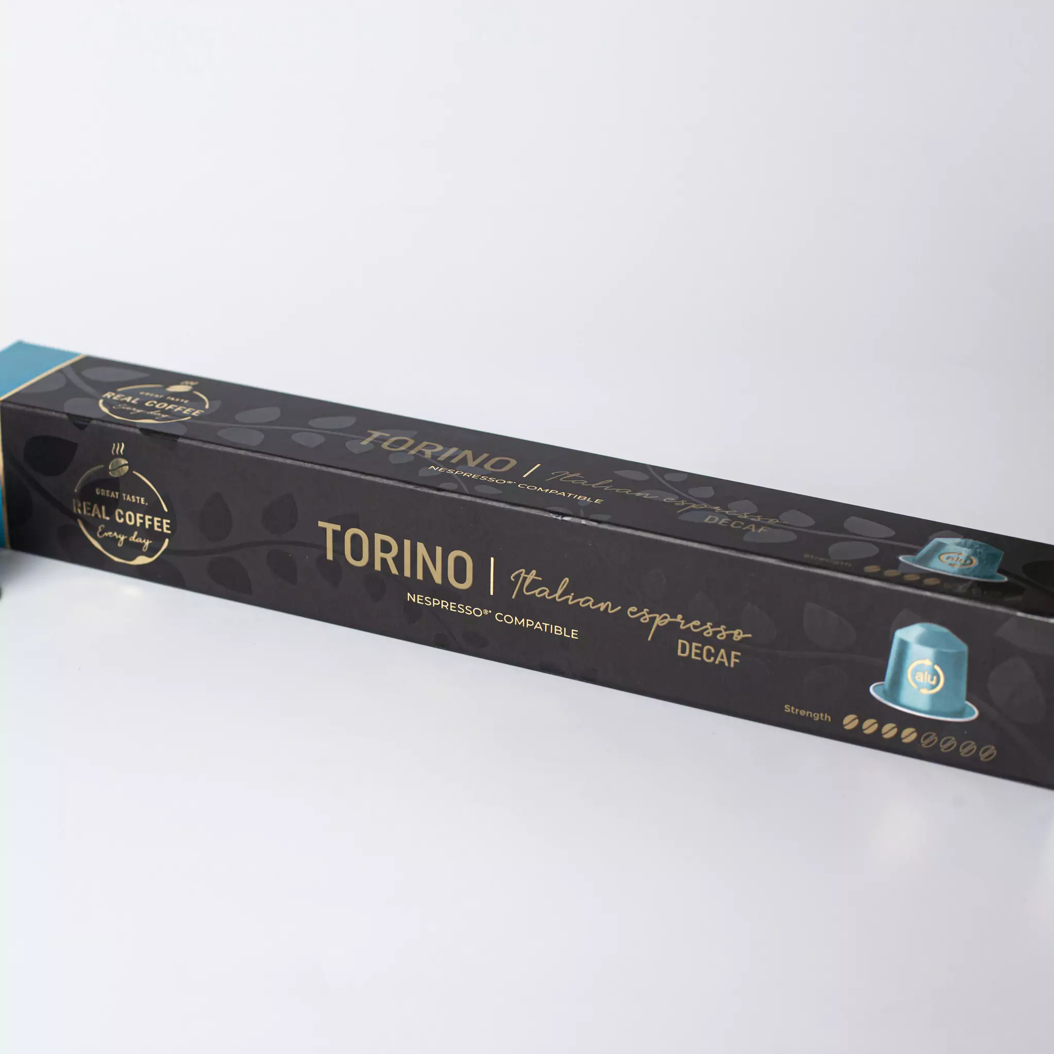 ‘Torino’ Decaf Italian Espresso | Pack of 10 - 100 Aluminum Capsules | 100% Arabica | Bold Italian Flavor with No Buzz | Nespresso Compatible | Eco-Friendly & Fairtrade Coffee