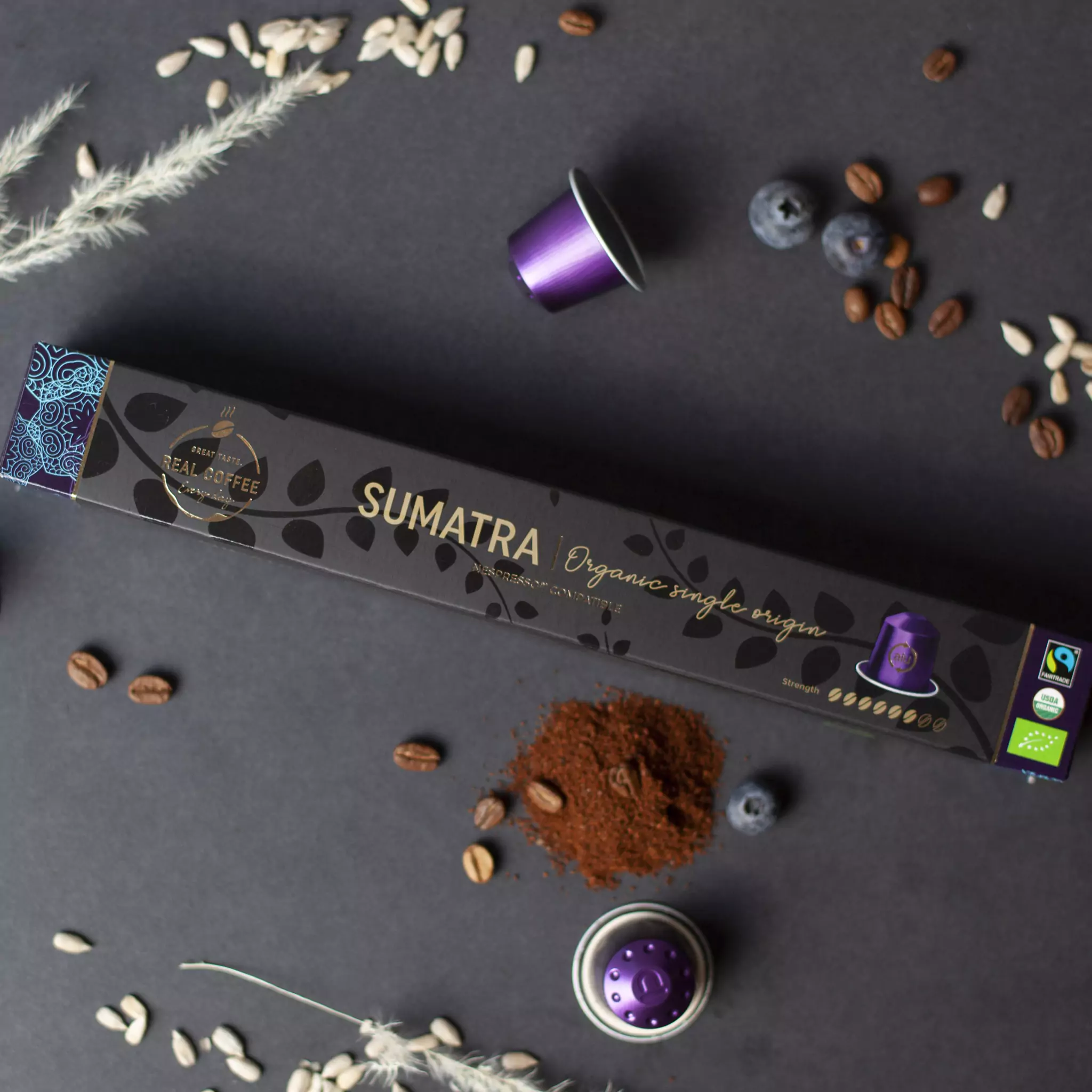 Sumatra Organic Italian Espresso | Pack of 5 - 50 Aluminum Capsules | 100% Arabica | Single-Origin Dark Roast | Nespresso Compatible | Eco-Friendly & Fairtrade
