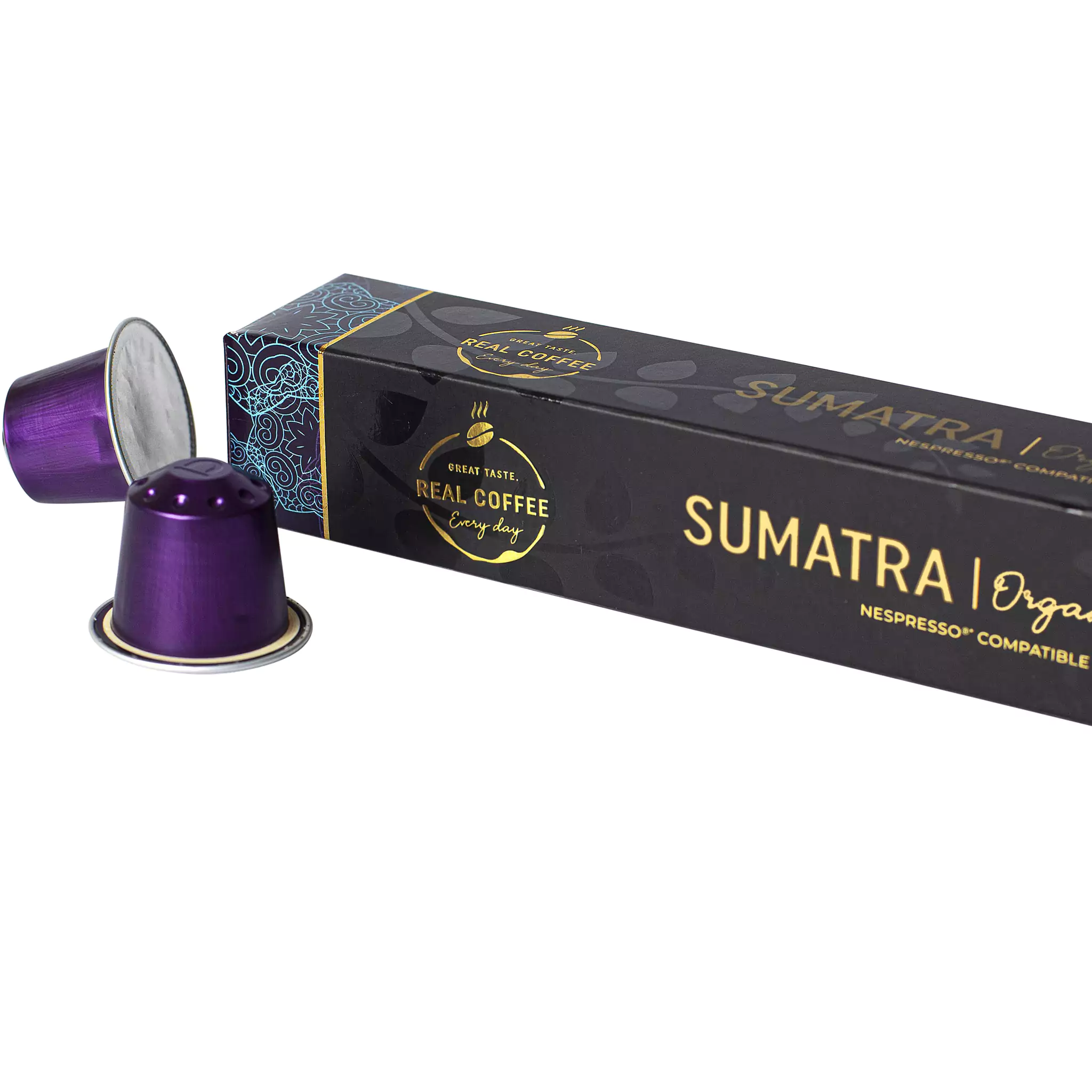 Sumatra Organic Italian Espresso | Pack of 5 - 50 Aluminum Capsules | 100% Arabica | Single-Origin Dark Roast | Nespresso Compatible | Eco-Friendly & Fairtrade