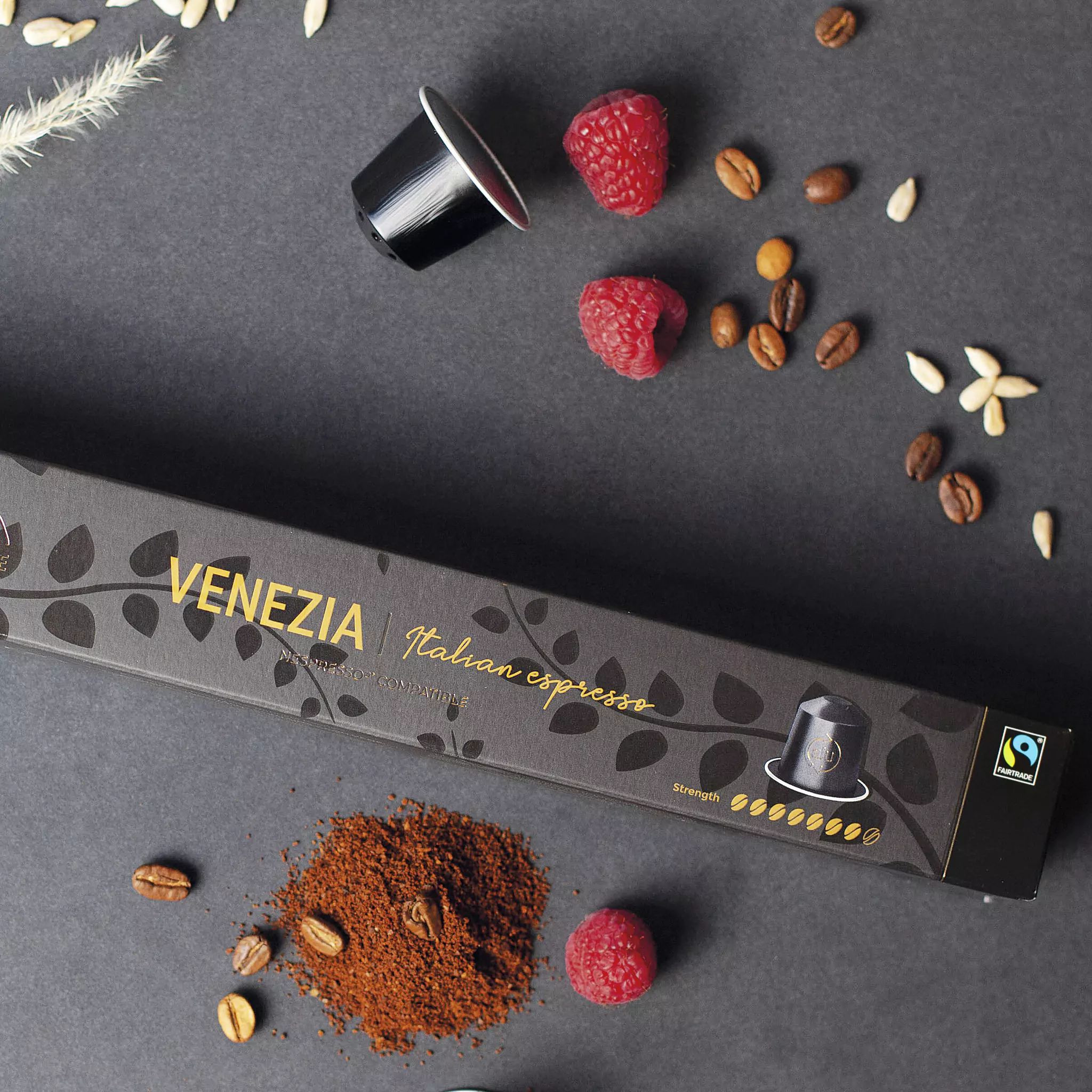 Venezia Espresso Coffee Capsules | Pack of 5 - 50 Aluminum Capsules | 80% Arabica 20% Robusta | Nespresso Compatible | Eco-Friendly & Fairtrade Coffee