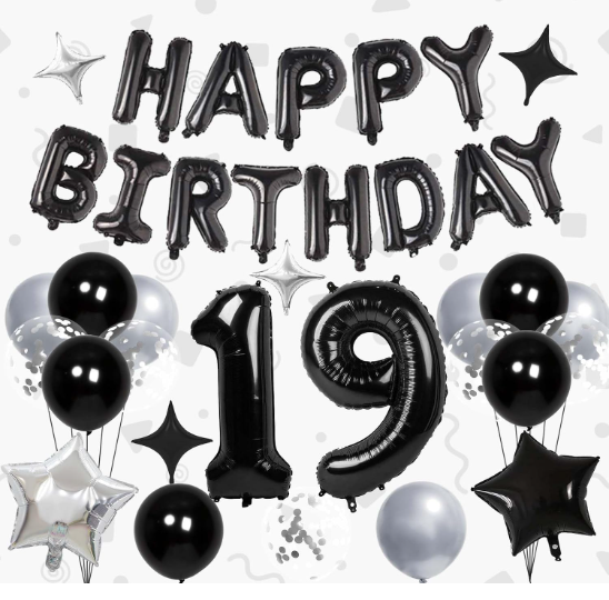 Black and Silver Birthday Decoration Set