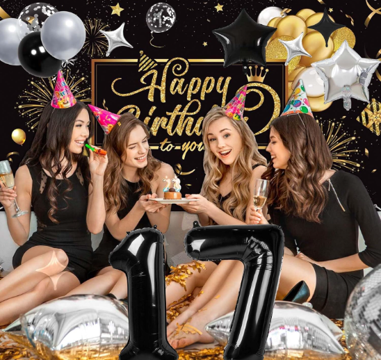 Black and Silver Birthday Decoration Set