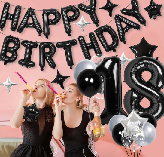 Black and Silver Birthday Decoration Set