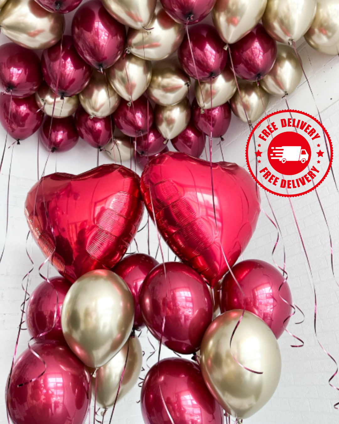 Heart-Shaped and Round Helium Balloons