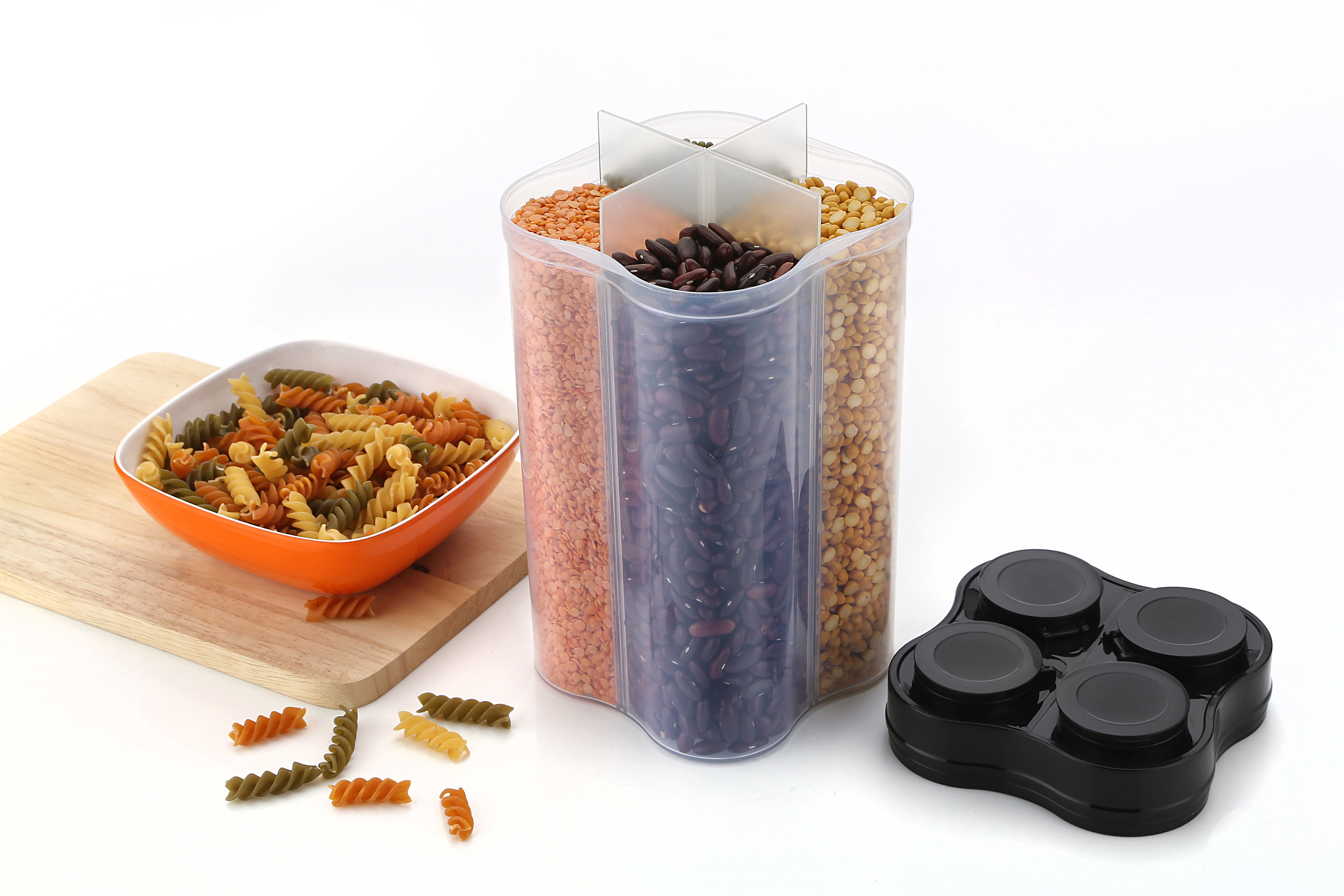4 Section Container / Unbreakable & Airtight Plastic Kitchen Storage