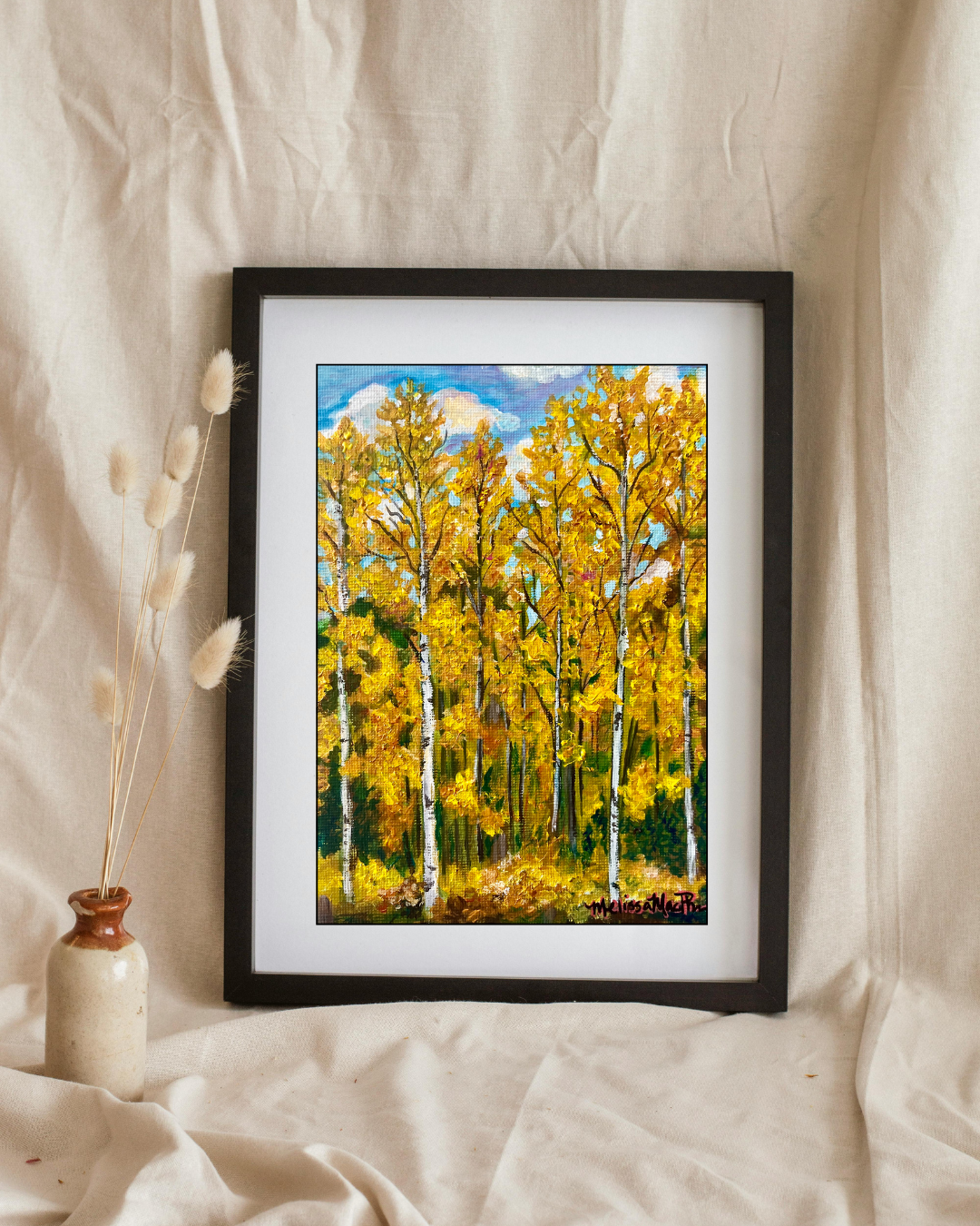Golden Hour Birch Trees - Original Painting
