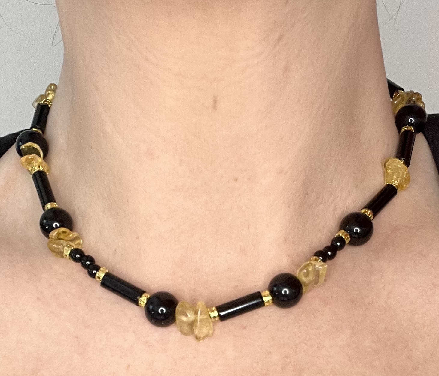 Black Onyx & Citrine Choker
