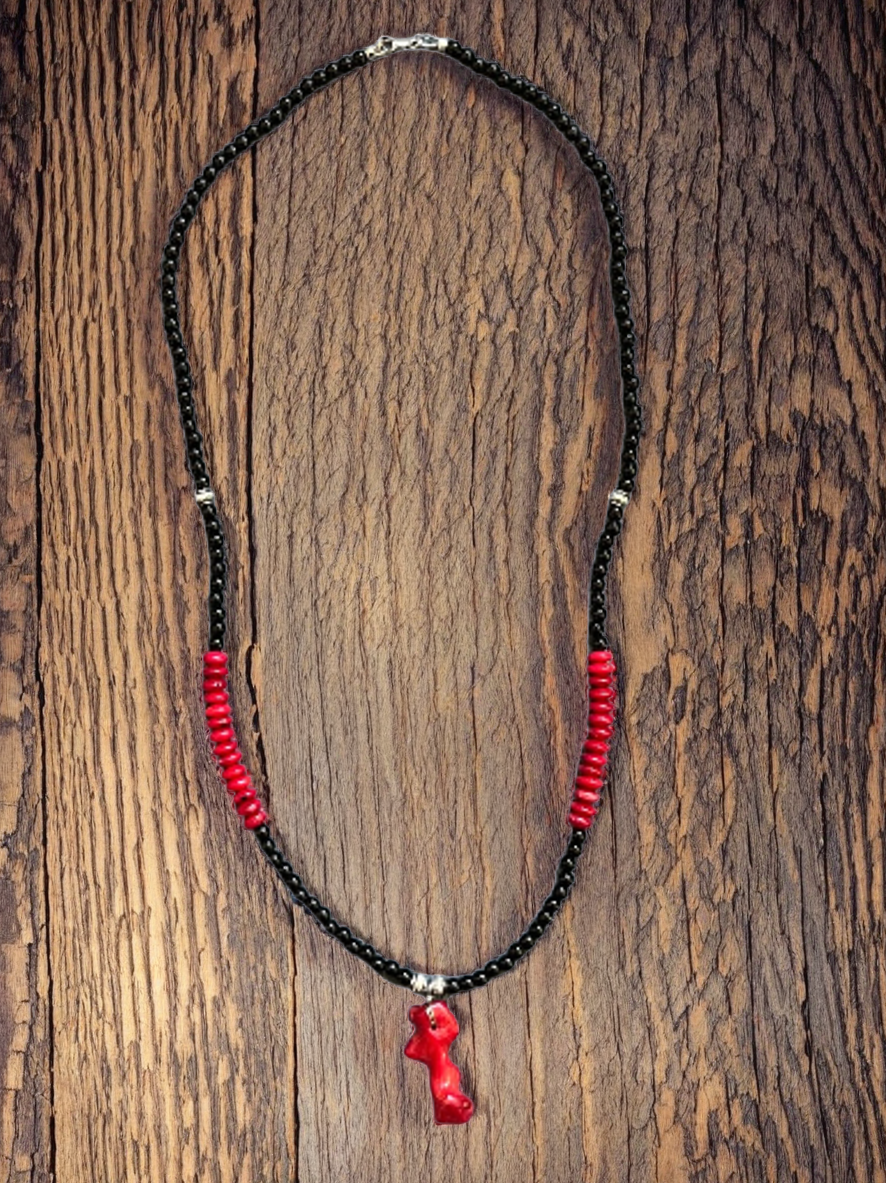 Onyx & Coral Necklace