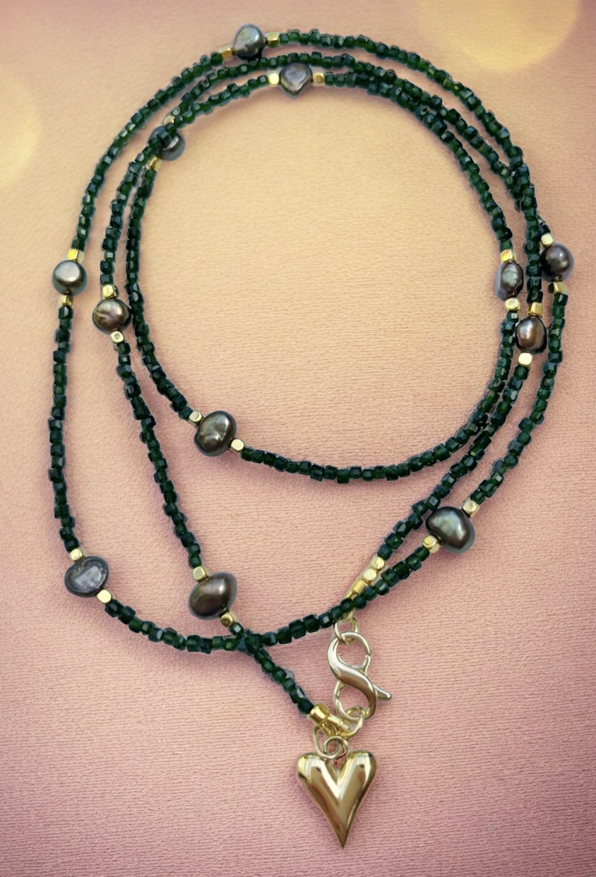 Green Sandstone Beaded Necklace