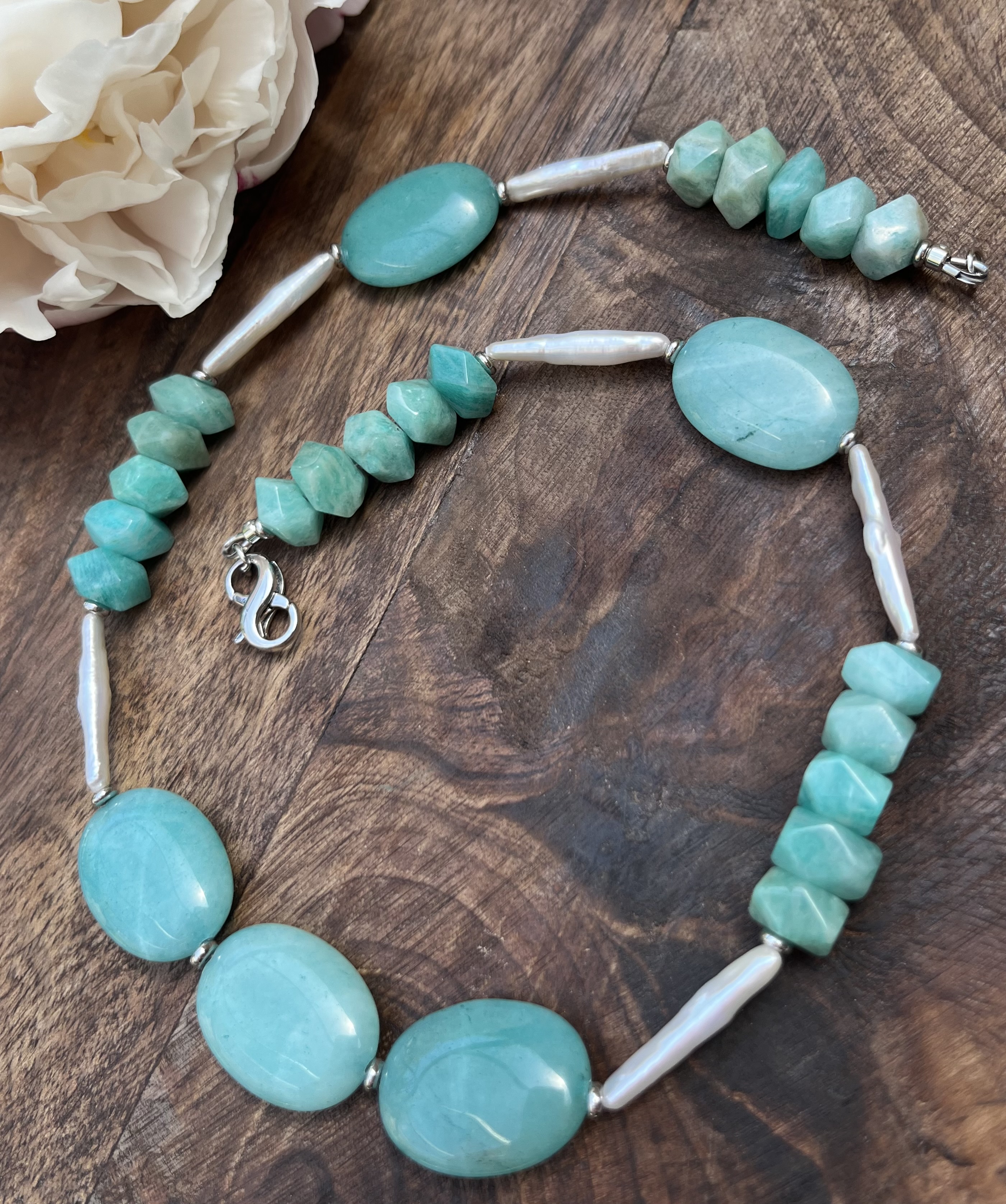 Amazonite & Pearls Necklace