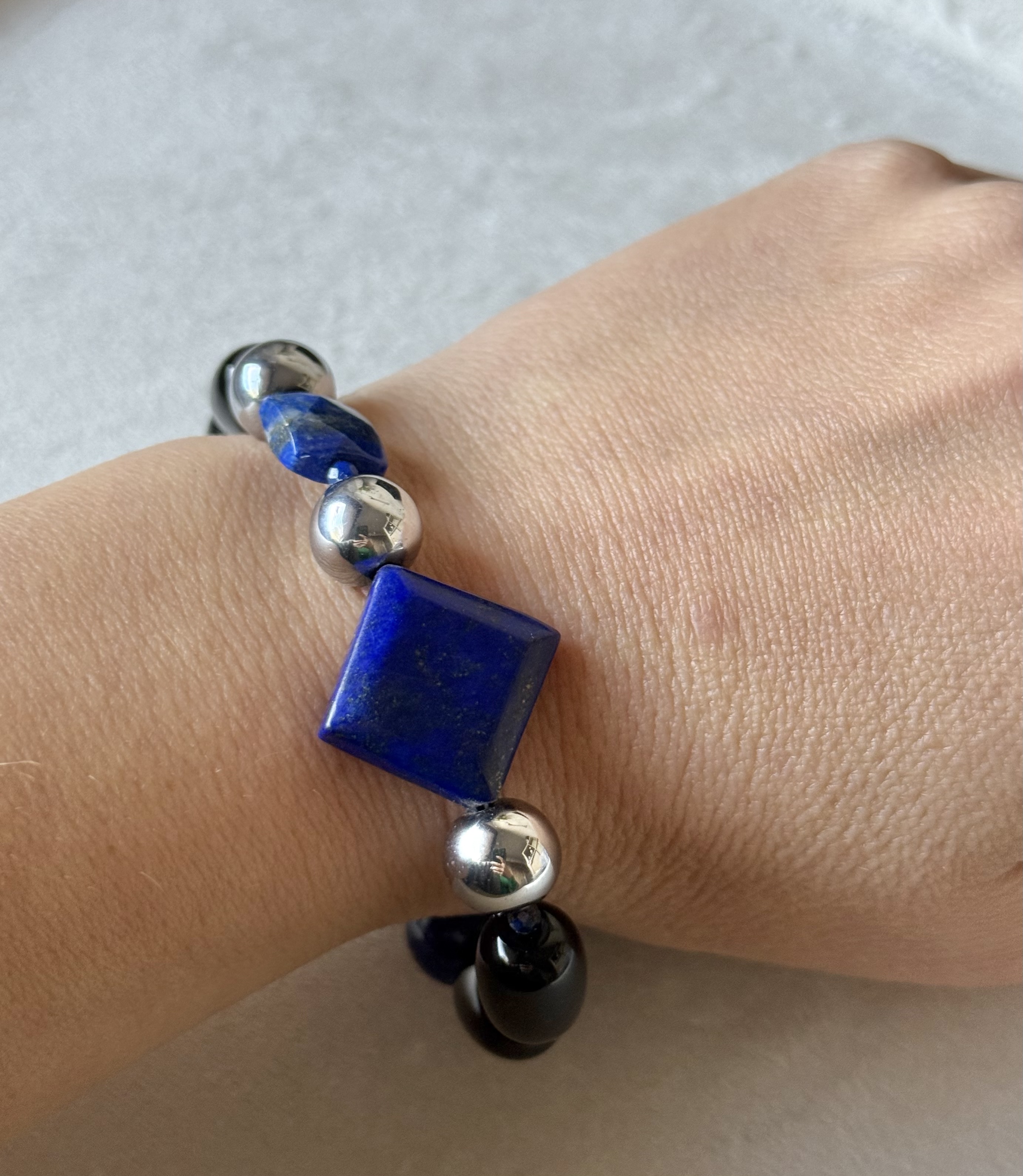 Modern geometric gemstone bracelet