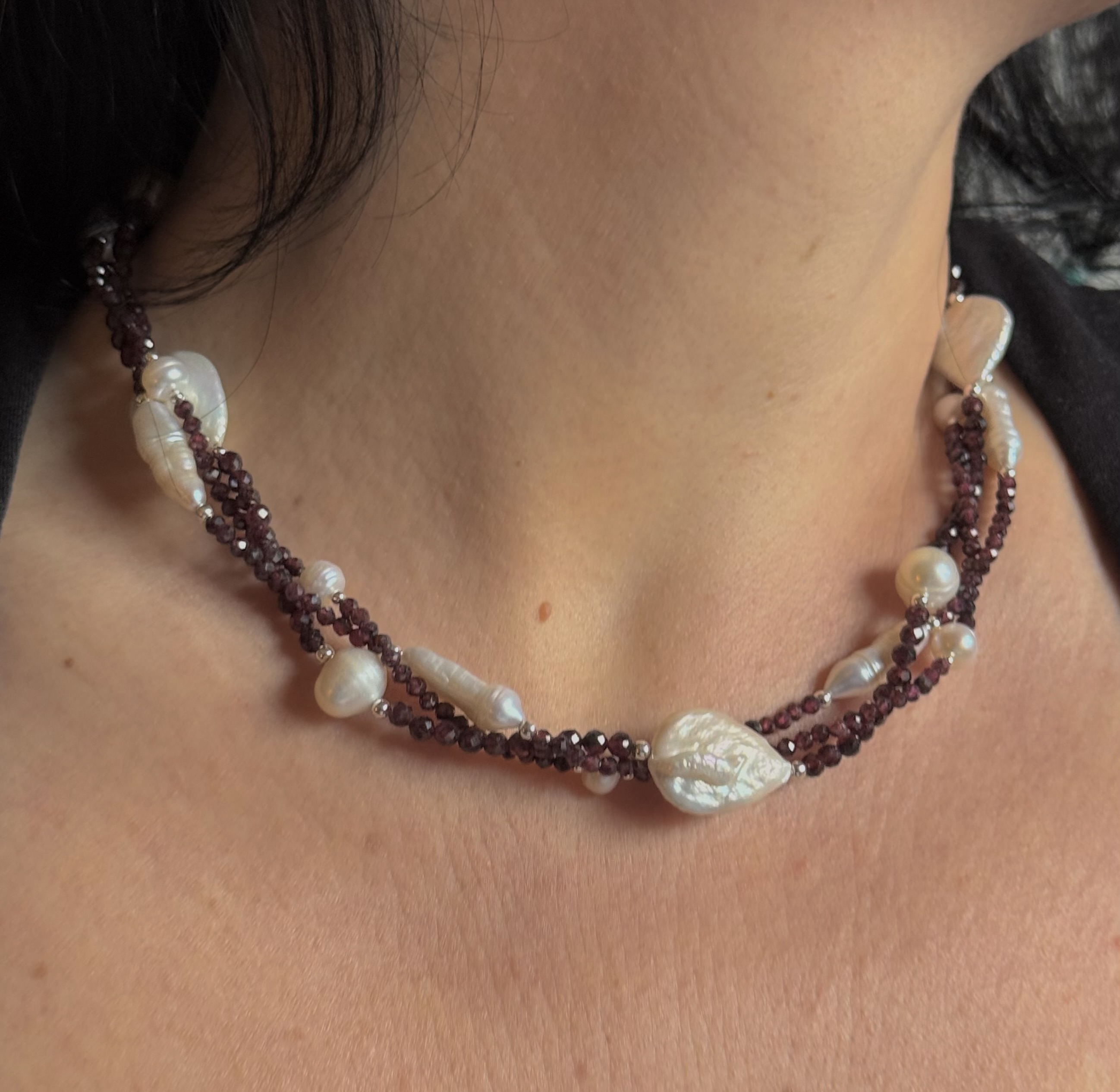 Garnet and Pearl Necklace