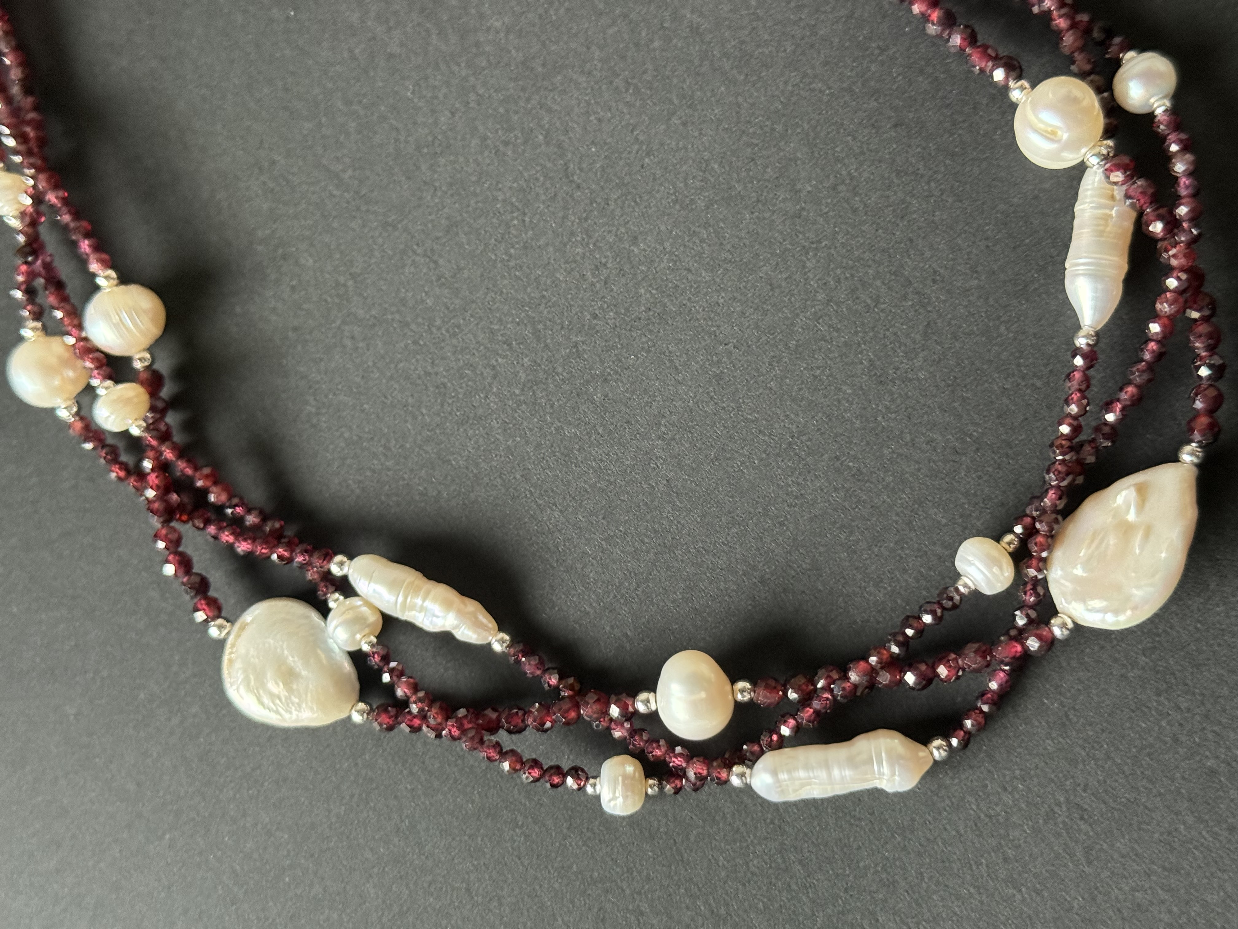 Garnet and Pearl Necklace