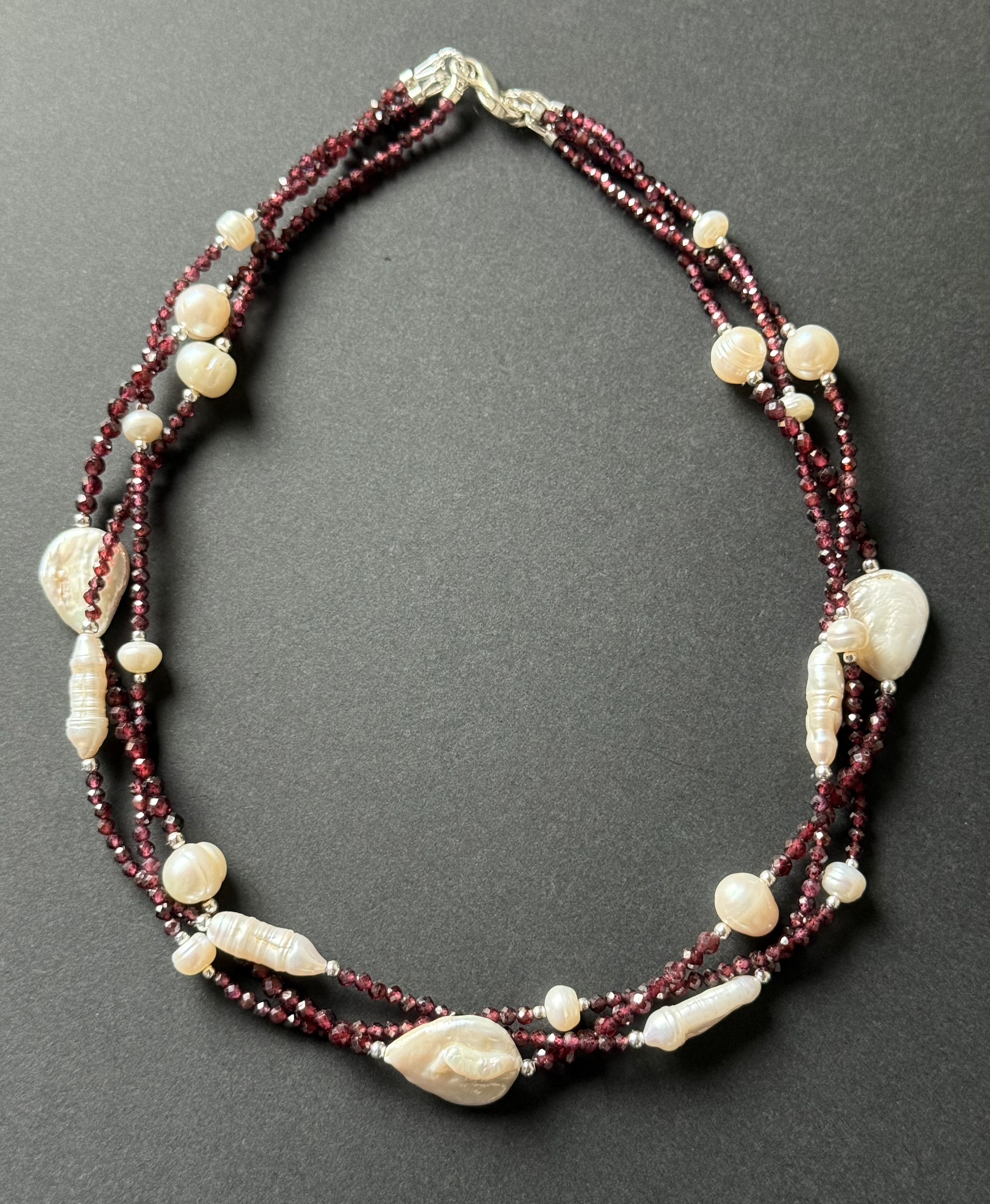 Garnet and Pearl Necklace