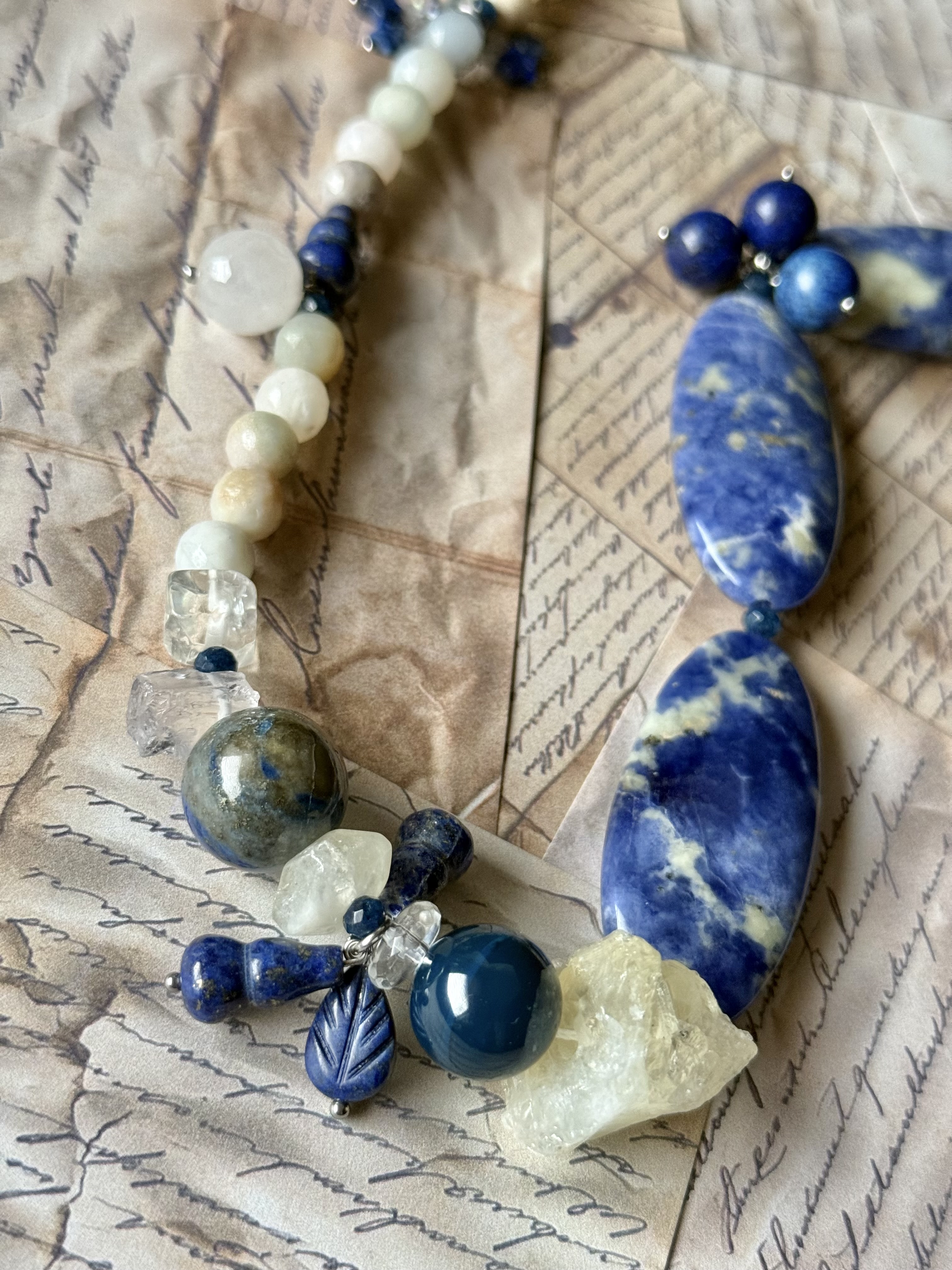Blue Gemstone Beaded Necklace