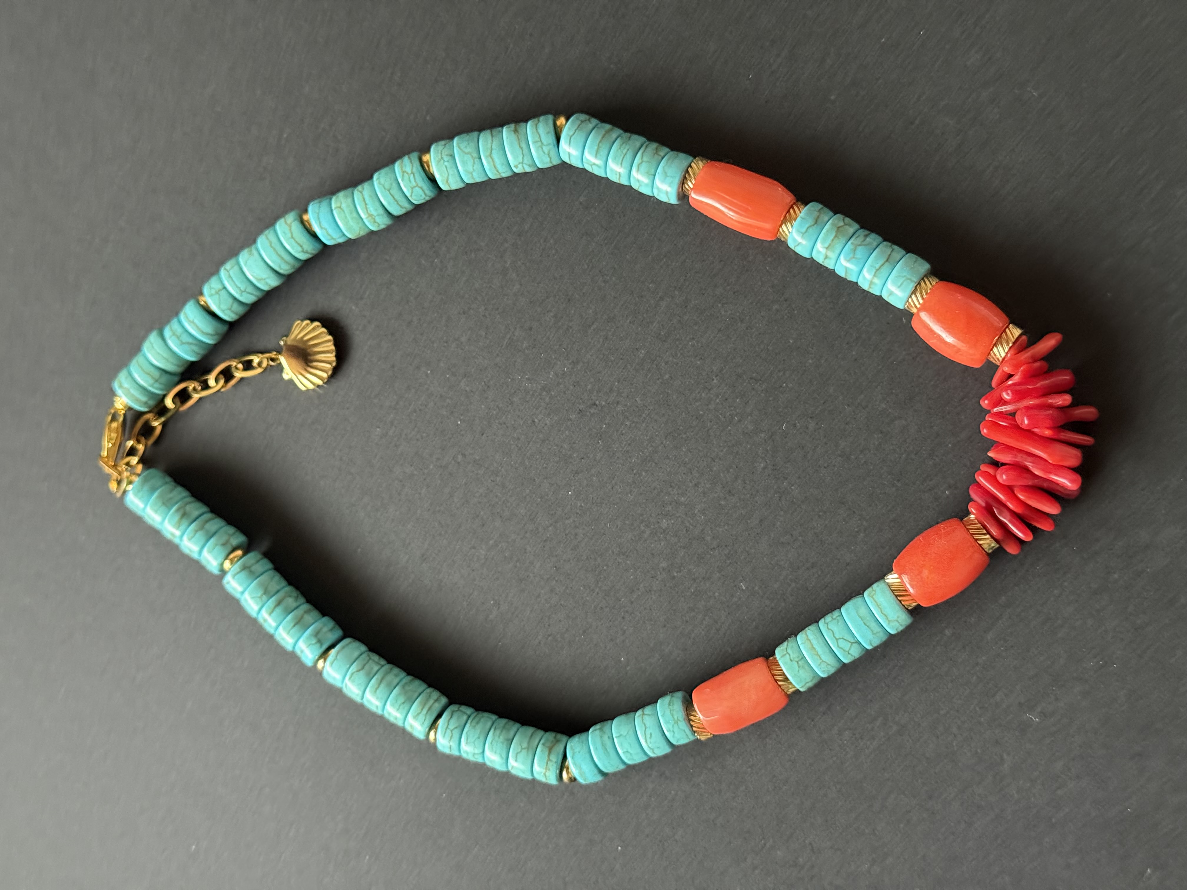 Turquoise and Coral Necklace