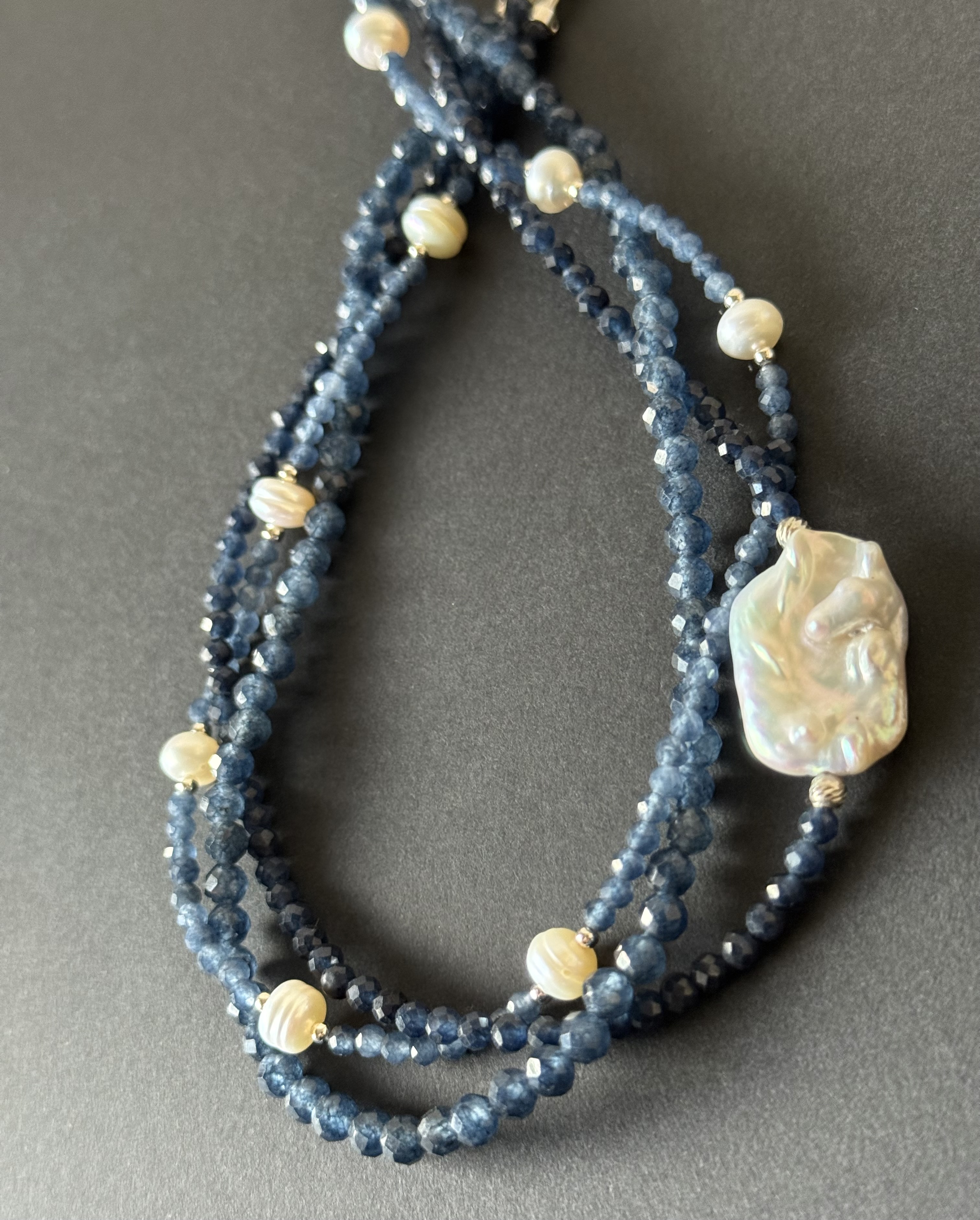 Multi-Strand Sapphire and Pearl Necklace