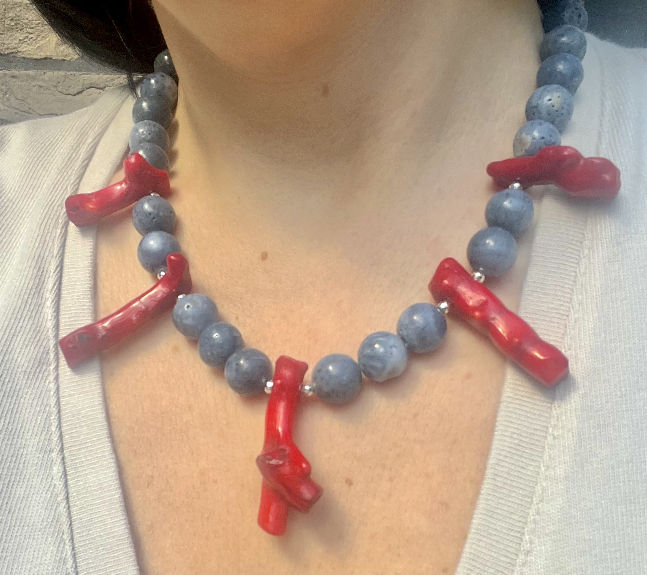 Bright Coral Necklace 
