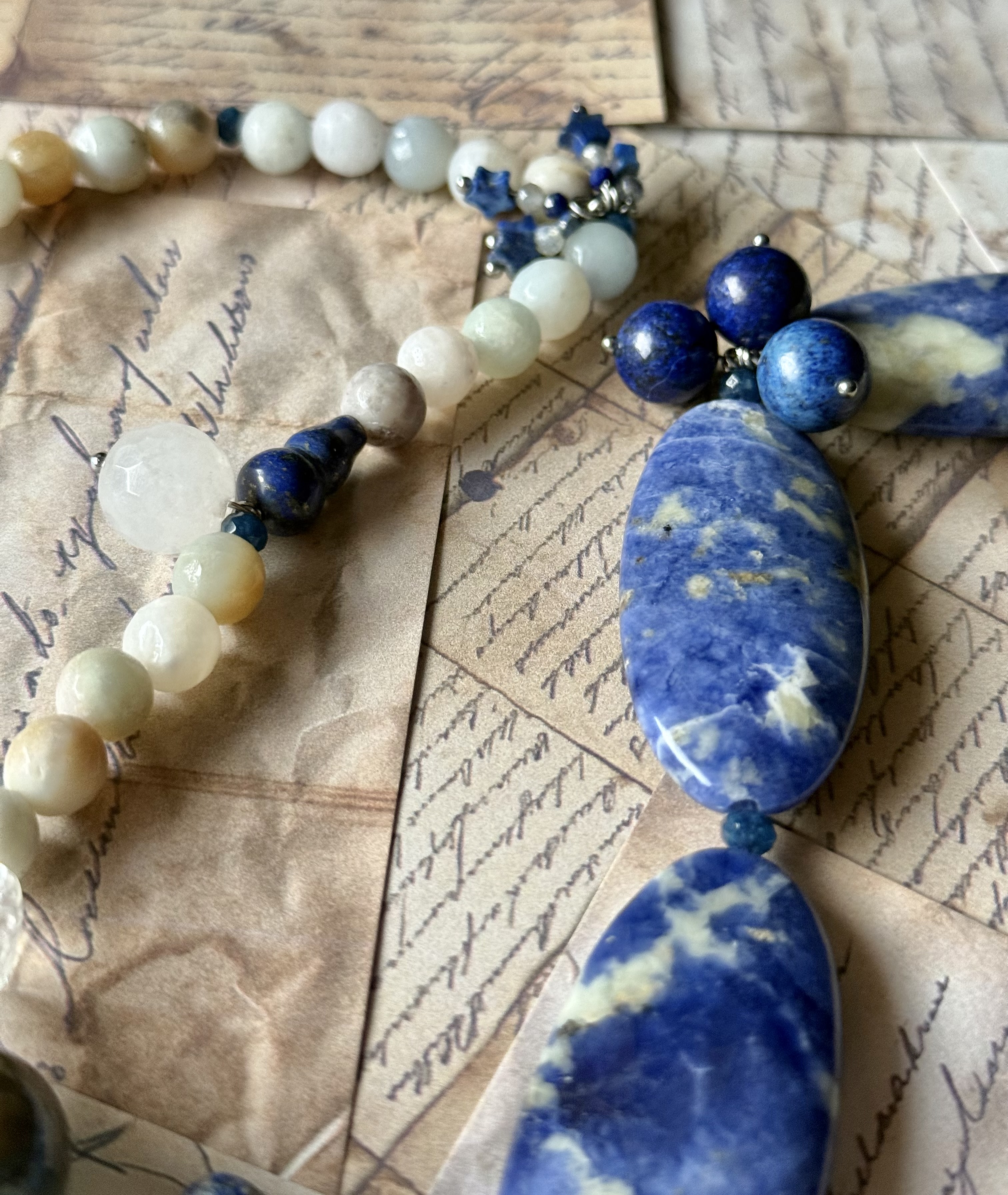 Blue Gemstone Beaded Necklace