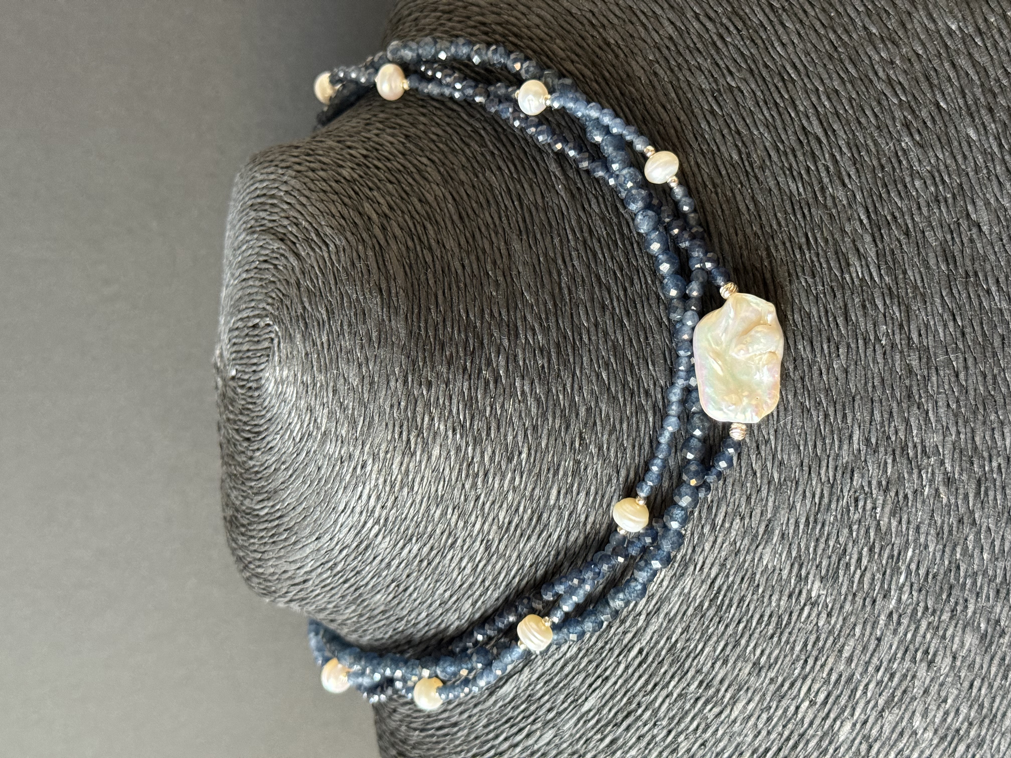 Multi-Strand Sapphire and Pearl Necklace