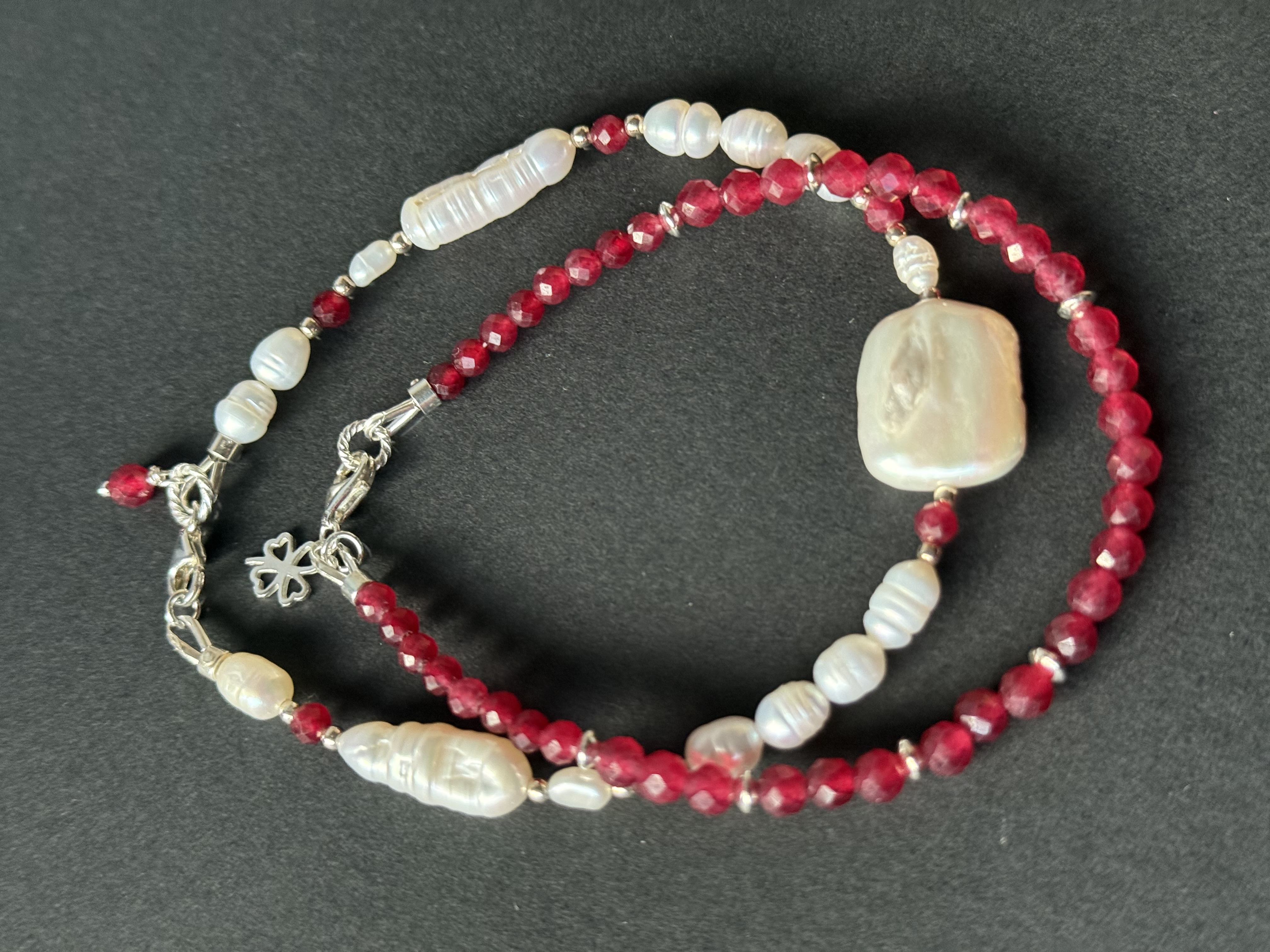 Pearl and Ruby set of bracelets