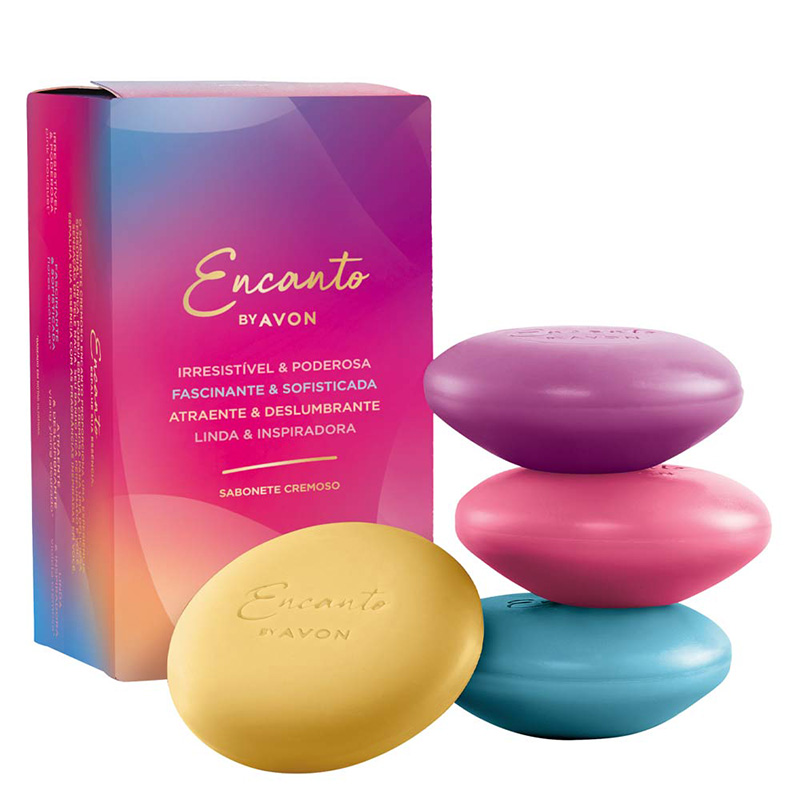 Sabonete Encanto Mix 4x80g Avon Perfumado Banho Lançamento Fragrância Intensa Limpa